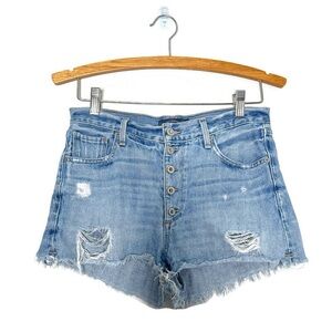 Lucky Brand High Rise Shortie Denim Distressed Shorts Women’s Size 2
